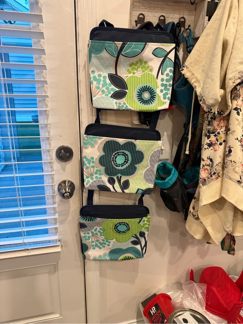 thirty-one Floral Hanging Storage Organizer in Teal, Navy, and Lime
